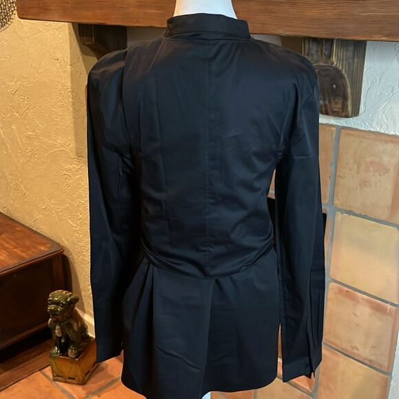 Tibi Satin Poplin Tie-front Shirt, Black, size 8 - Picture 6 of 10